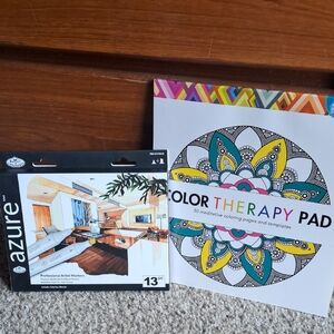 Azure 13pc Professional Artist Markers + Color Therapy Pad - Teal, Yellow, Pink